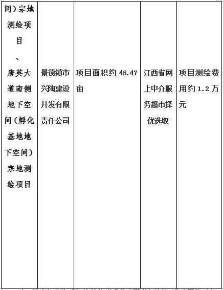 景德鎮(zhèn)市昌南新區(qū)LJ1-03-A01-1地塊、瓷都大道東側中渡口地下空間（格蘭云天大酒店地下空間）、光明大道北側利民路西側地下空間（青少年宮地下空間）、規(guī)劃二路北側地下空間地塊二（加速基地地下空間）、規(guī)劃二路北側地下空間地塊一（加速基地地下空間）、景德大道南側天寶橋西側地塊、景興大道東側如意路北側地下空間(社會公共服務